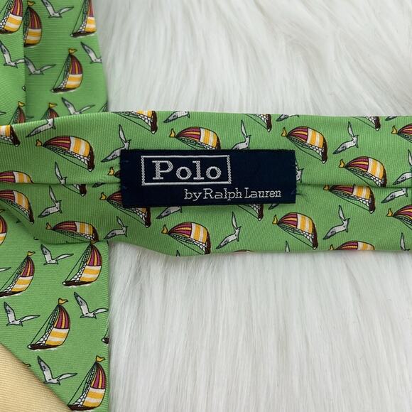 Polo Ralph Lauren Sailboat/Seagull 100% Silk - Green - Picture 5 of 5